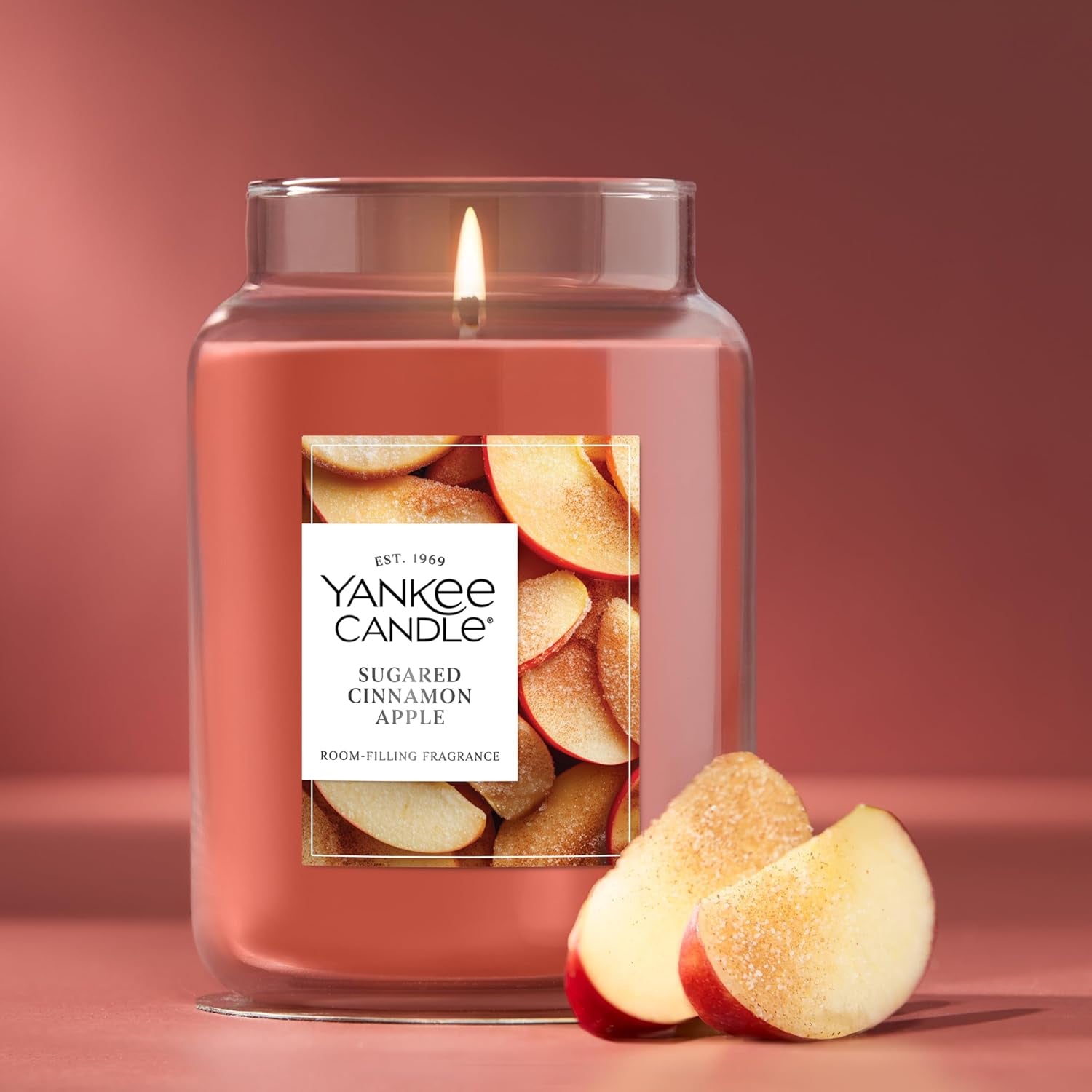 Sugared Cinnamon Apple, Fall Scented Candle, 22Oz Large Jar with up to 150 Hour Burn Time