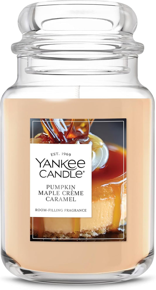 Pumpkin Maple Crème Caramel, Fall Scented Candle, 22Oz Large Jar with up to 150 Hour Burn Time