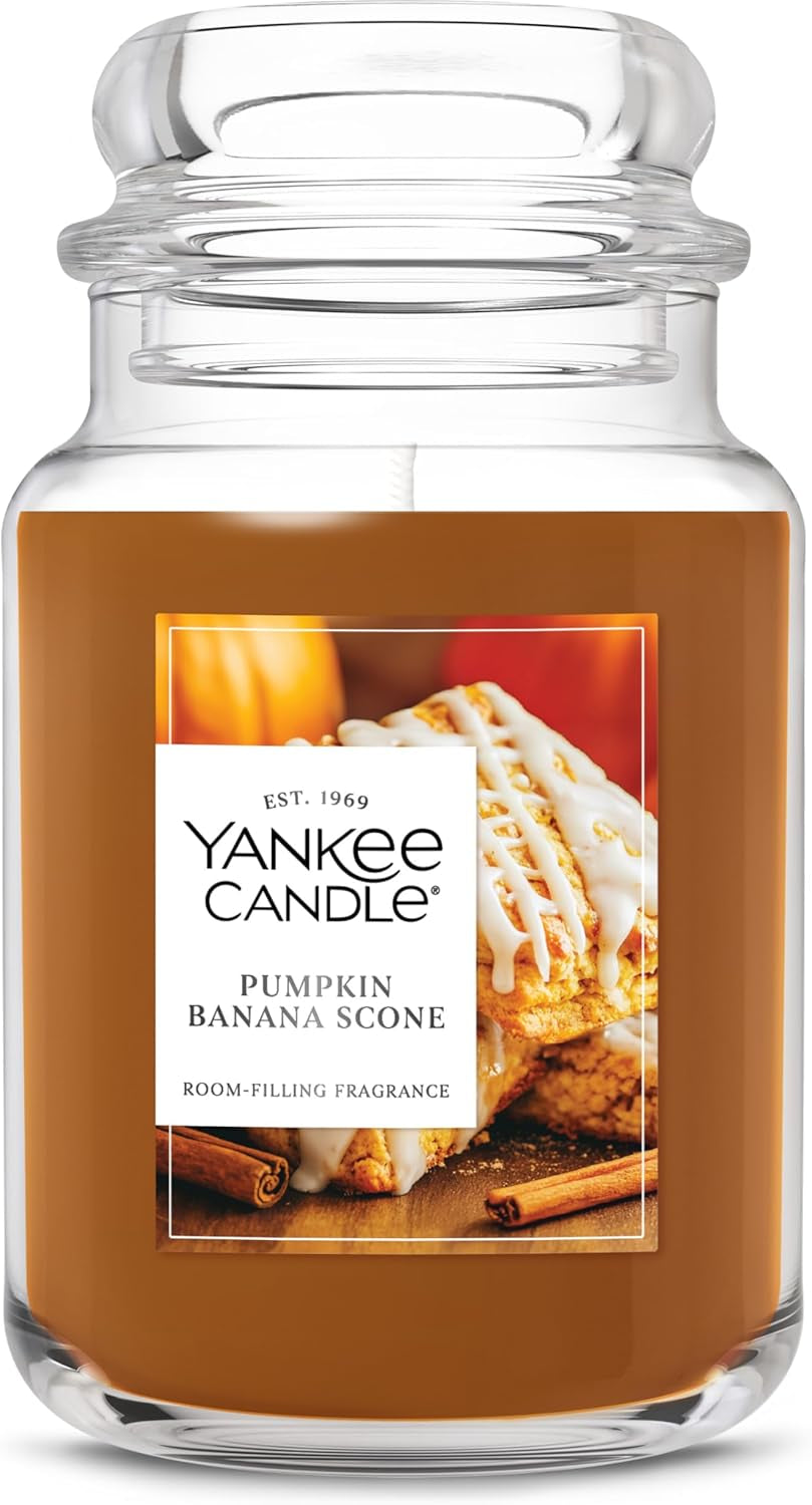 Pumpkin Banana Scone, Fall Scented Candle, 22Oz Large Jar with up to 150 Hour Burn Time