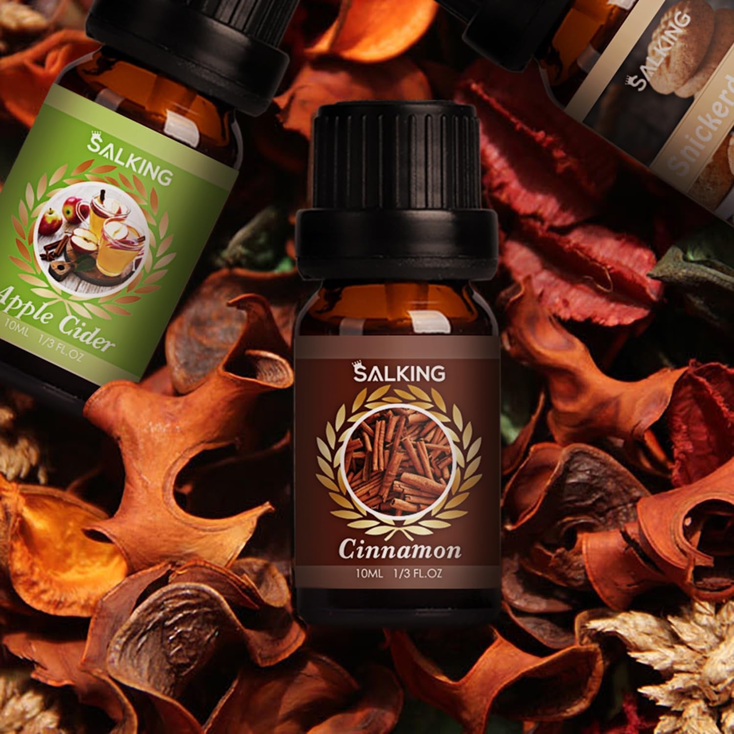 Autumn Fragrance Oils, Premium Fall Essential Oils for Diffuser, Scented Oils Gift Set for Soap Candle Making Scents - Cinnamon, Pumpkin Spice, Apple Cider, Vanilla, Forest Pine, Snickerdoodle