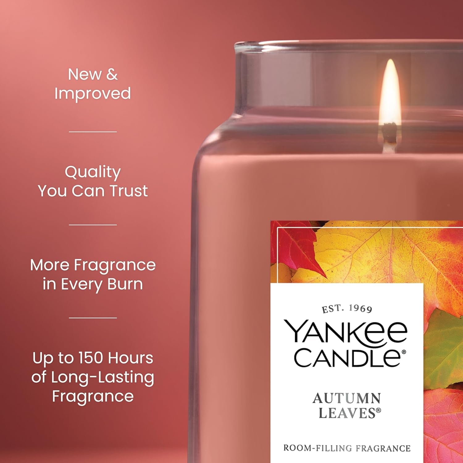 Autumn Leaves, Fall Scented Candle, 22Oz Large Jar with up to 150 Hour Burn Time