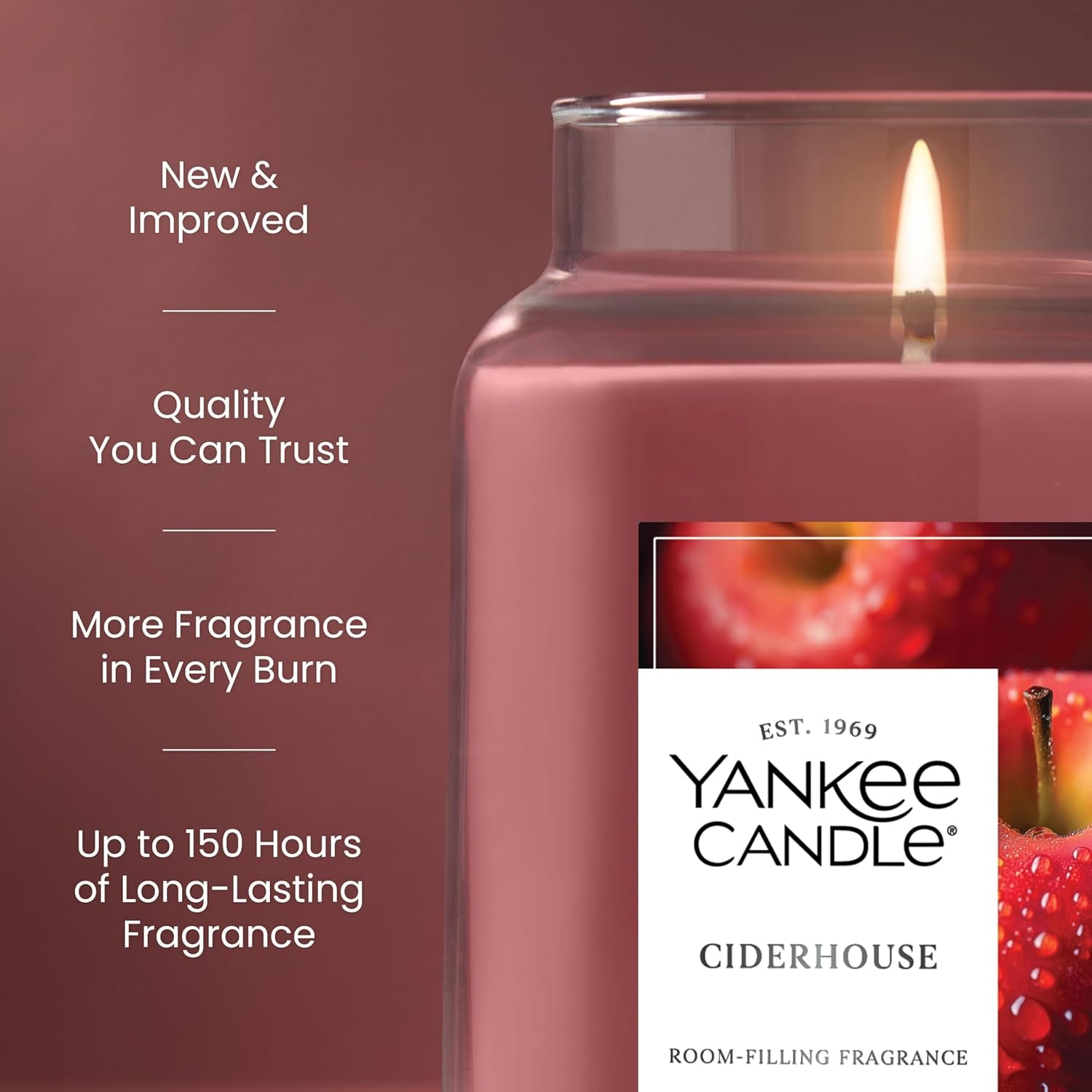 , Ciderhouse Fall Scented Candle, 22Oz Large Jar with up to 150 Hour Burn Time