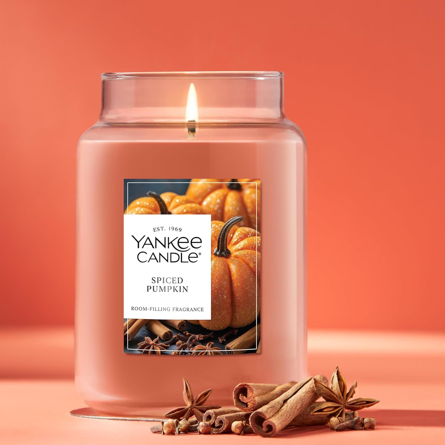 Spiced Pumpkin, Fall Scented Candle, 22Oz Large Jar with up to 150 Hour Burn Time
