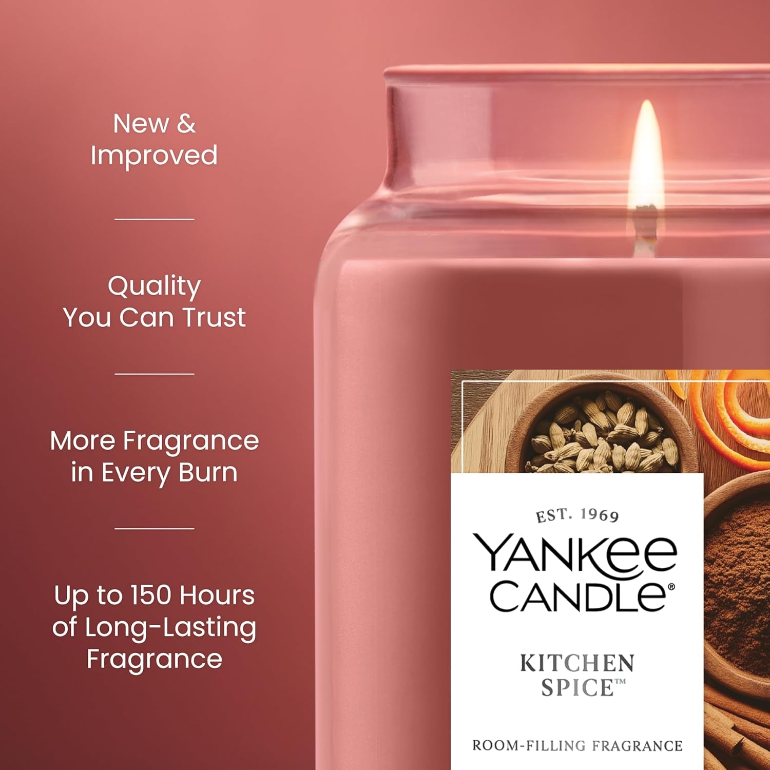 Kitchen Spice, Fall Scented Candle, 22Oz Large Jar with up to 150 Hour Burn Time