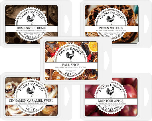 - USA Made - Hand Crafted - Fall Spice Variety 100% Soy Wax Melts – 16 Ounce - 5-Pack – Apple, Cinnamon, Pumpkin, Pecan Waffles – Pet & Family Safe – Gift-Ready Scented Soy Wax