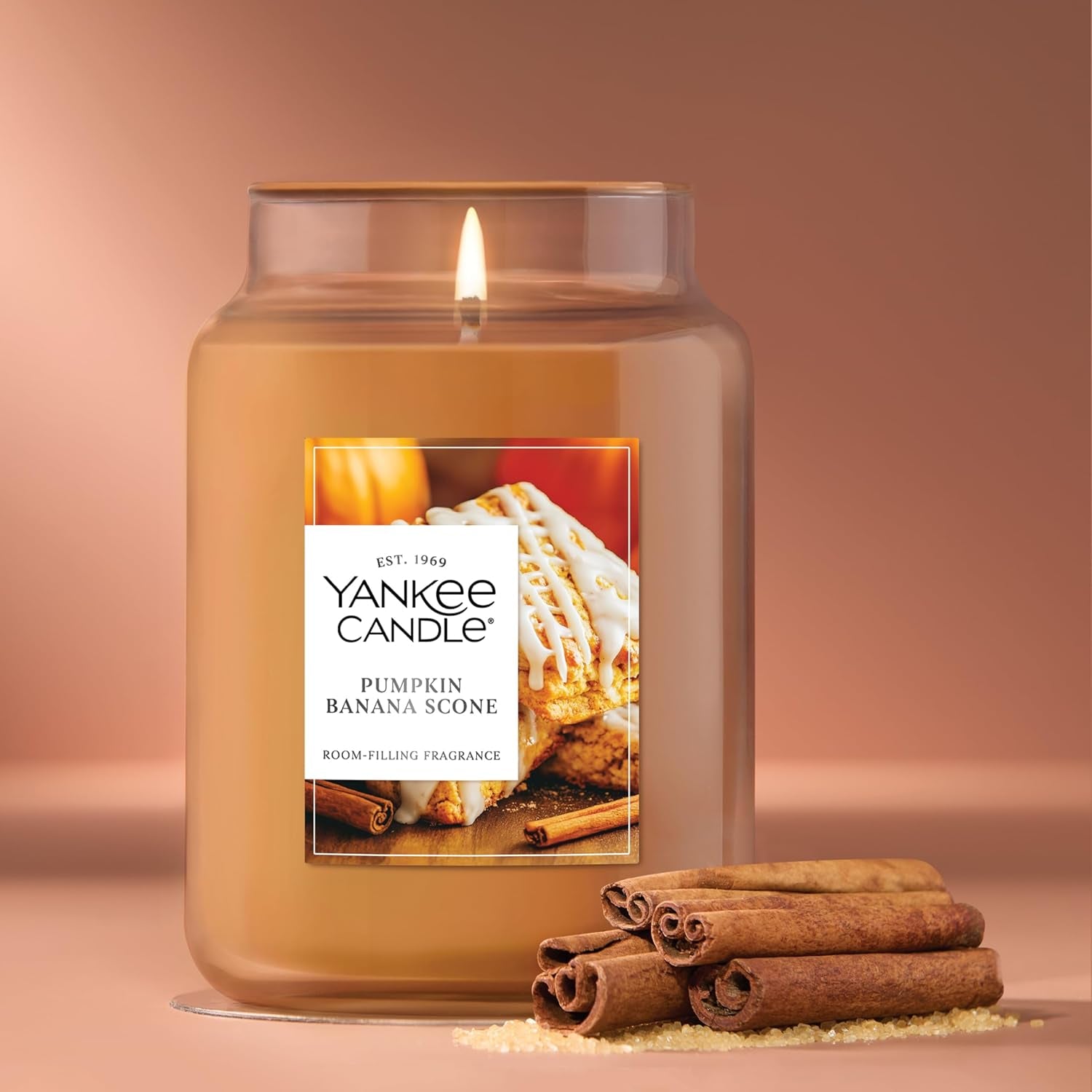 Pumpkin Banana Scone, Fall Scented Candle, 22Oz Large Jar with up to 150 Hour Burn Time